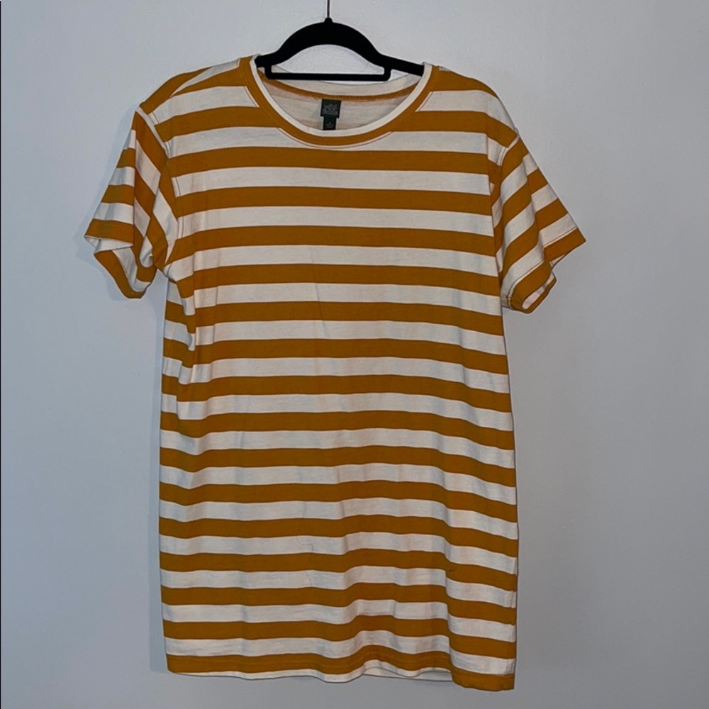 Mustard yellow and white tshirt dress